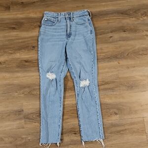 Madewell Curvy Perfect Vintage Jean Light Blue Distressed Straight Leg